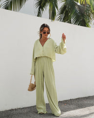 Little Havana Plisse Pants - Soft Lime Oshnow