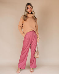 Live A Little Pocketed Wide Leg Pants - Mauve - SALE Oshnow