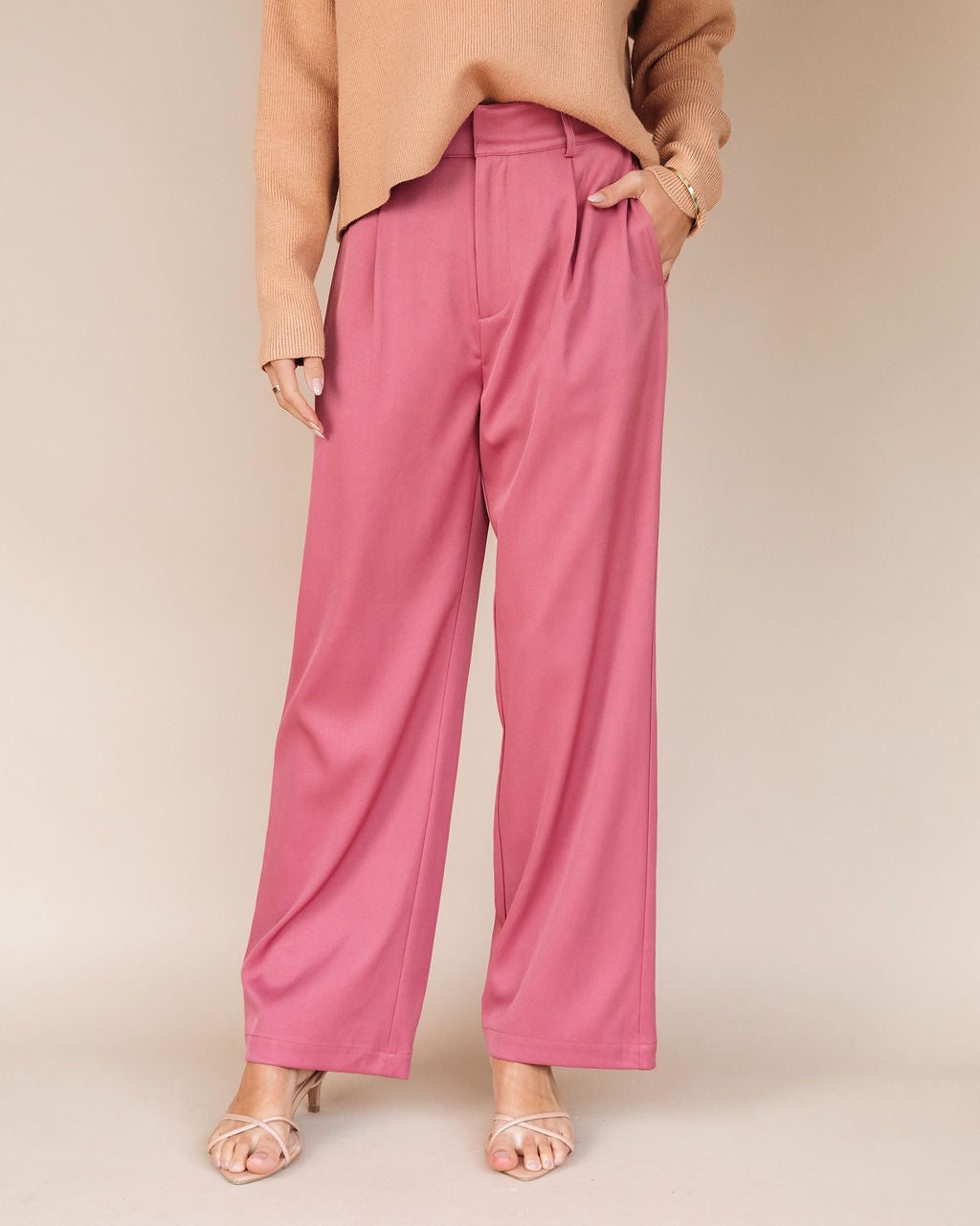 Live A Little Pocketed Wide Leg Pants - Mauve - SALE Oshnow