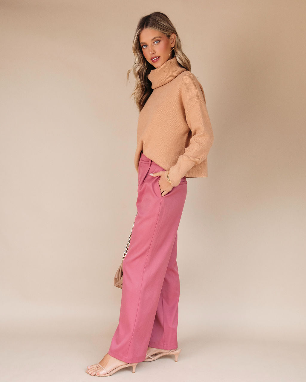 Live A Little Pocketed Wide Leg Pants - Mauve - SALE Oshnow