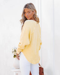 Lizabeth Cotton Thermal Knit Top - Yellow Oshnow
