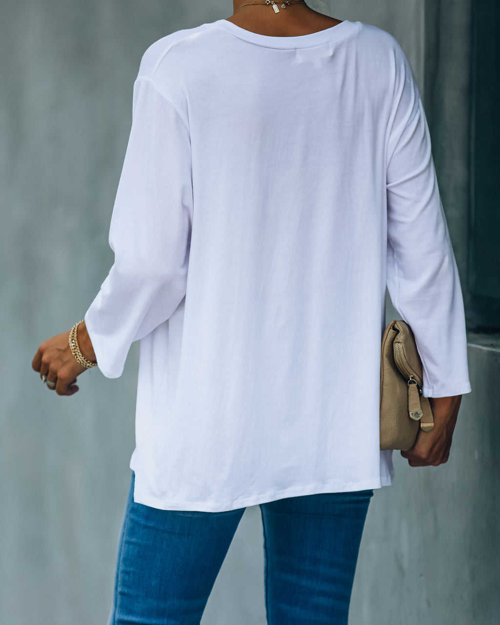 Logan 3/4 Sleeve Tee - White Oshnow