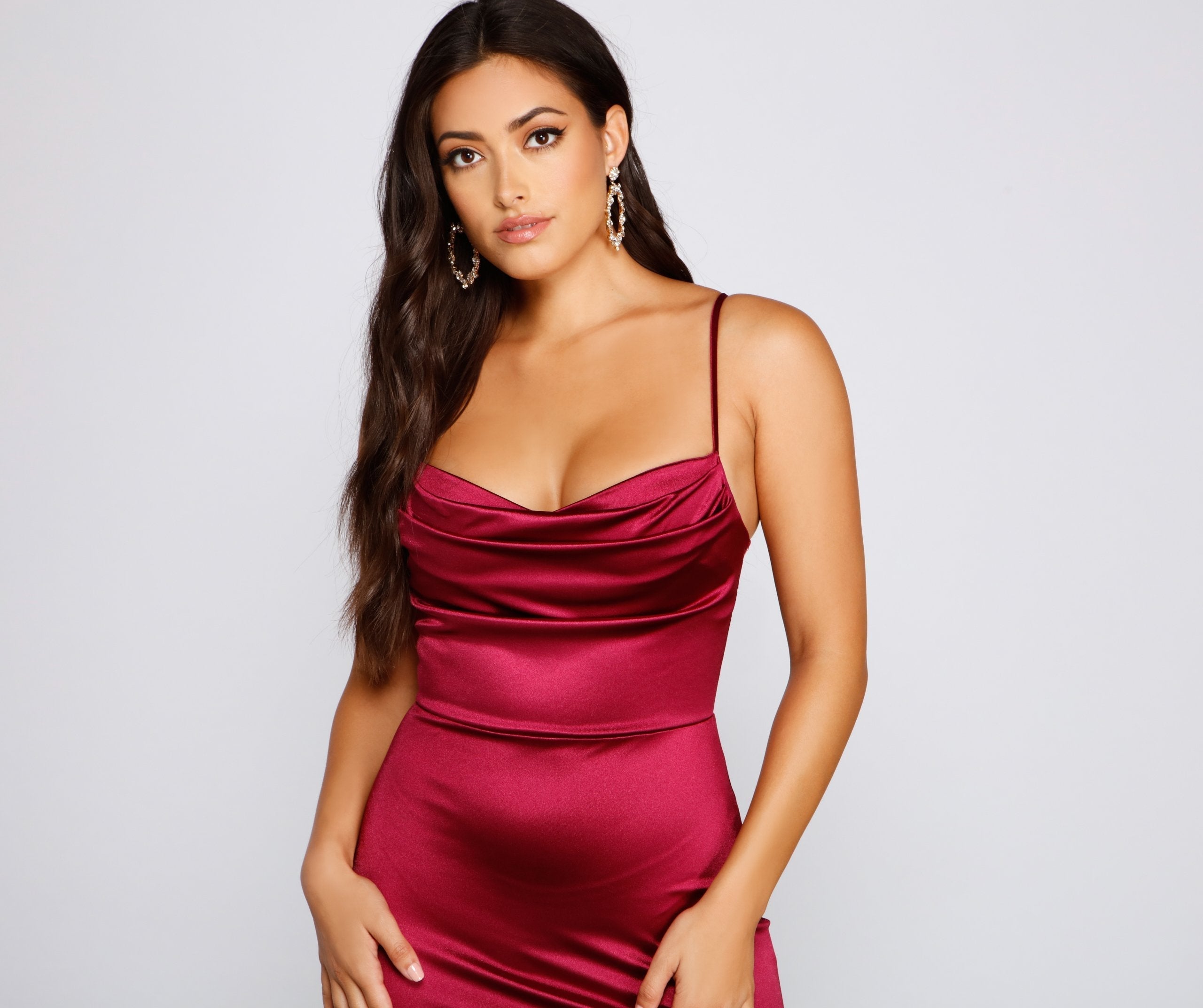 Lola High Slit Satin Dress 2 Oshnow