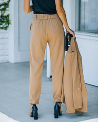 Long Shot Pocketed High Rise Trousers - Camel Oshnow