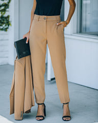 Long Shot Pocketed High Rise Trousers - Camel Oshnow