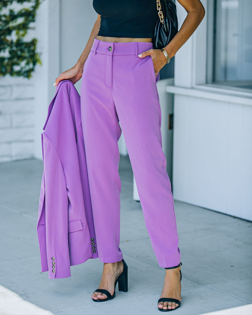 Long Shot Pocketed High Rise Trousers - Lilac Oshnow