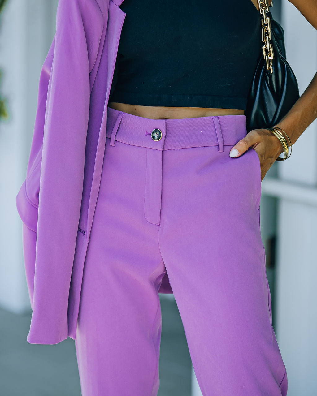 Long Shot Pocketed High Rise Trousers - Lilac Oshnow