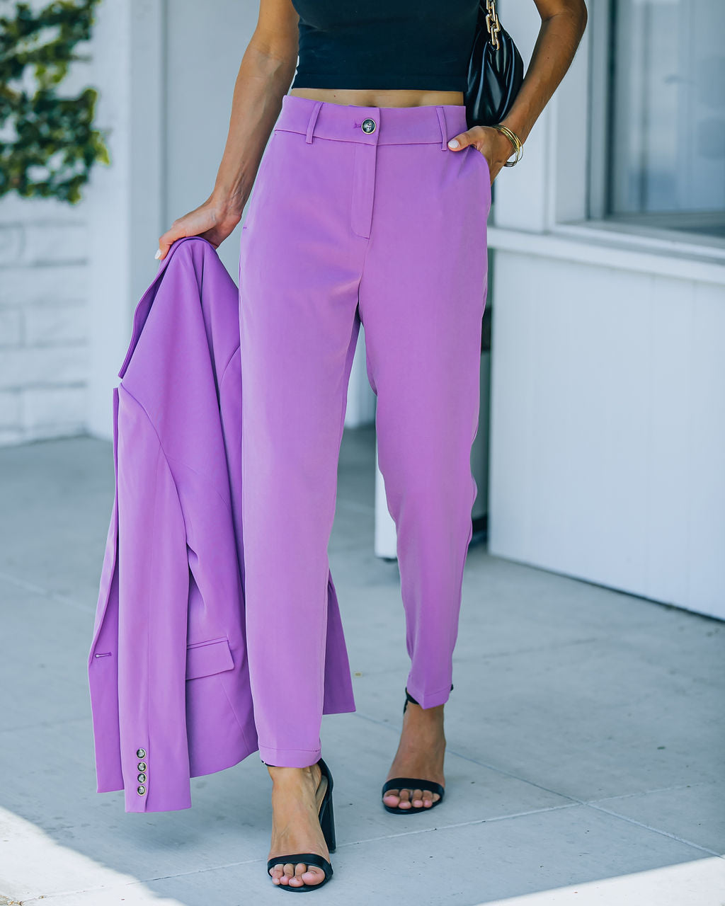 Long Shot Pocketed High Rise Trousers - Lilac Oshnow