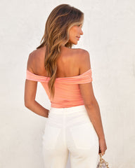 Look This Way Off The Shoulder Bodysuit - Coral Oshnow