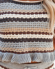 Lorie Cotton Crochet Crop Top - Grey Mocha Oshnow