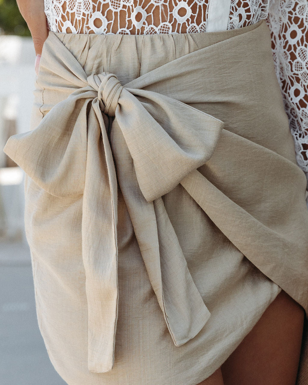 Lotte Wrap Mini Skirt - Taupe Oshnow