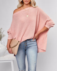 Lovell Boat Neck Thermal Knit Top - Pink Oshnow