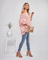 Lovell Boat Neck Thermal Knit Top - Pink Oshnow