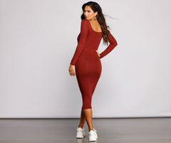 Lovin' Knit Basic Midi Dress Oshnow