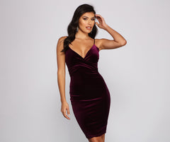 Luxe Velvet Wrap Front Midi Dress Oshnow