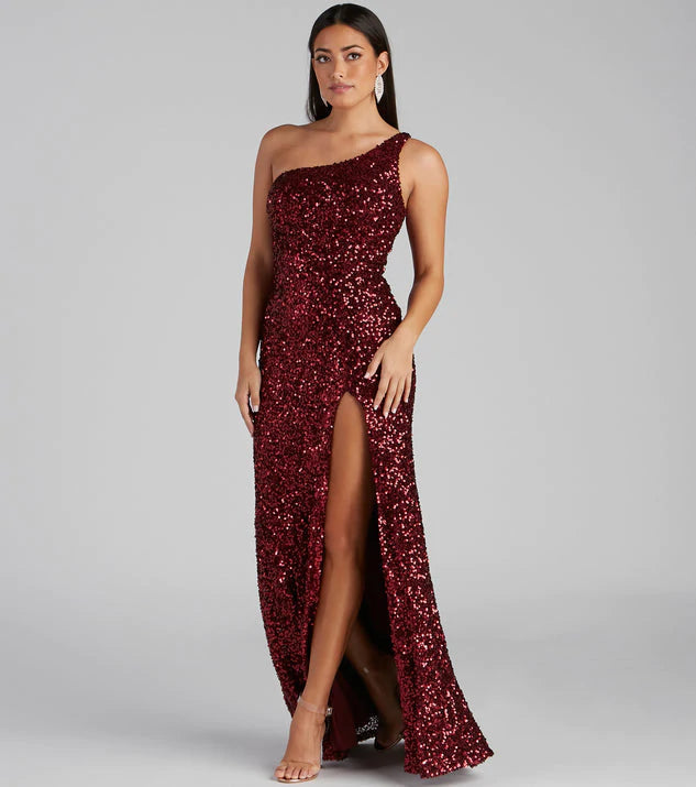 Lyla Formal One Shoulder Sequin Dress Oshnow