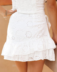 Lyndon Cotton Eyelet Ruffle Mini Skirt