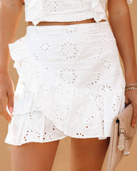 Lyndon Cotton Eyelet Ruffle Mini Skirt