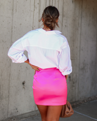 Macie Satin Mini Skirt - Pink Oshnow