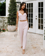 Mademoiselle Coco Tweed High Waisted Pants - Pink Oshnow