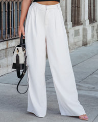 Madrigal Pocketed Wide Leg Pants - Cream Oshnow