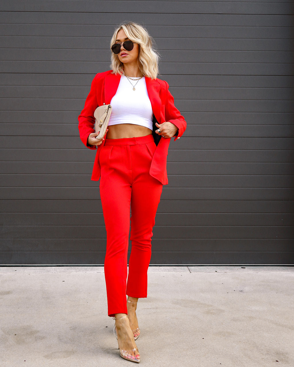 Making Boss Moves Pocketed Straight Leg Pants - Red Oshnow