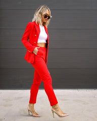 Making Boss Moves Pocketed Straight Leg Pants - Red Oshnow