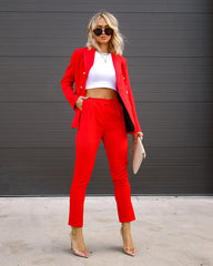 Making Boss Moves Pocketed Straight Leg Pants - Red Oshnow