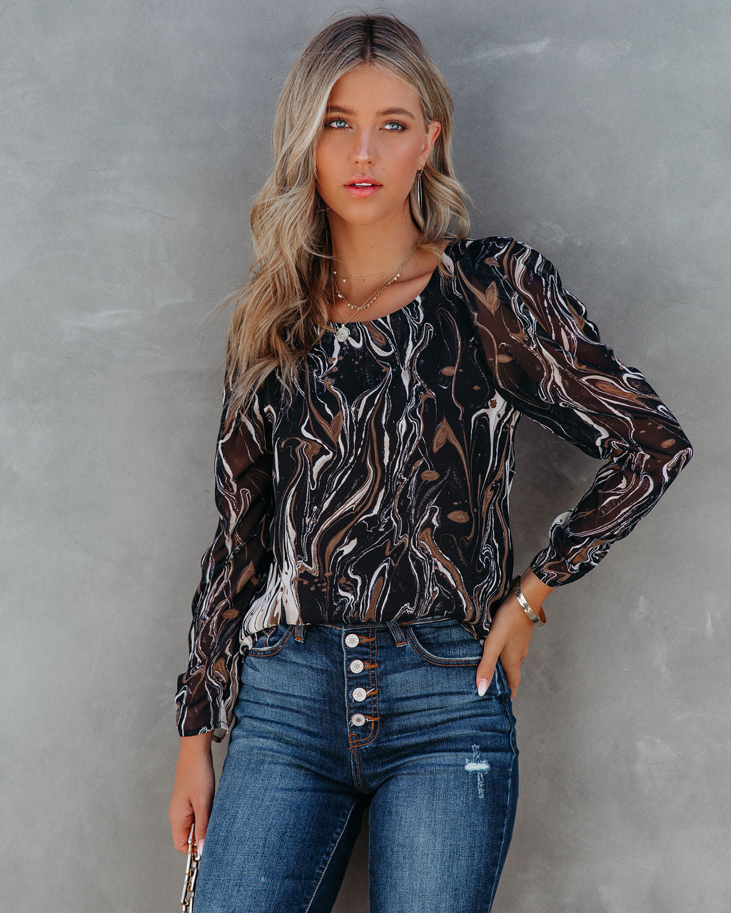 Marble Printed Blouse Oshnow