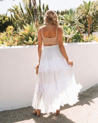 Mary-Kate Embroidered Tiered Maxi Skirt - Off White Oshnow