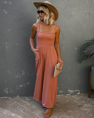 Mattea Smocked Pocketed Jumpsuit - Sienna Oshnow