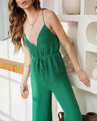 Maui Crochet Wide Leg Jumpsuit - Green Oshnow