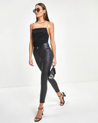 Maya Ruched Bodysuit - Black - SALE Oshnow