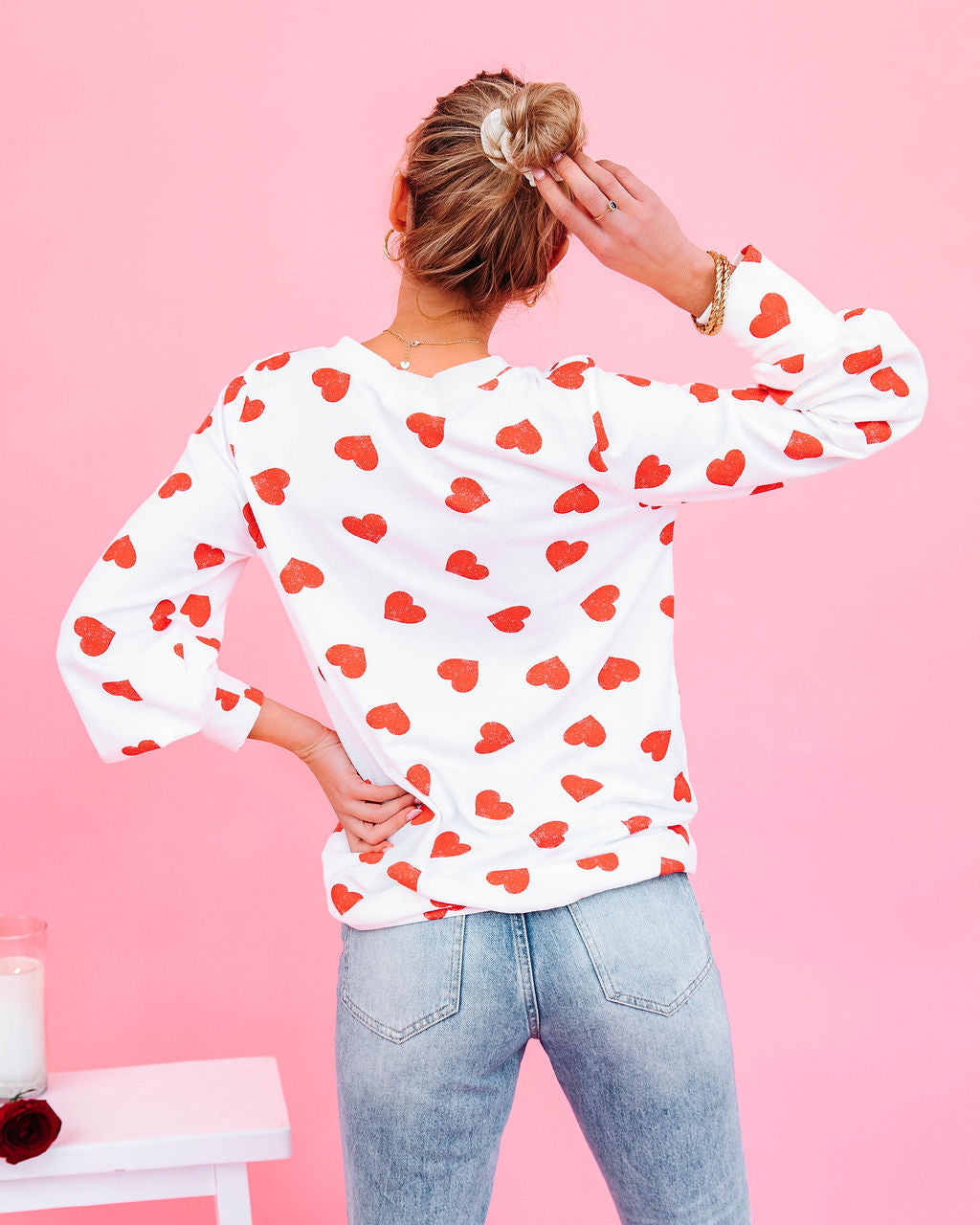 Means So Much Heart Print Knit Top Oshnow