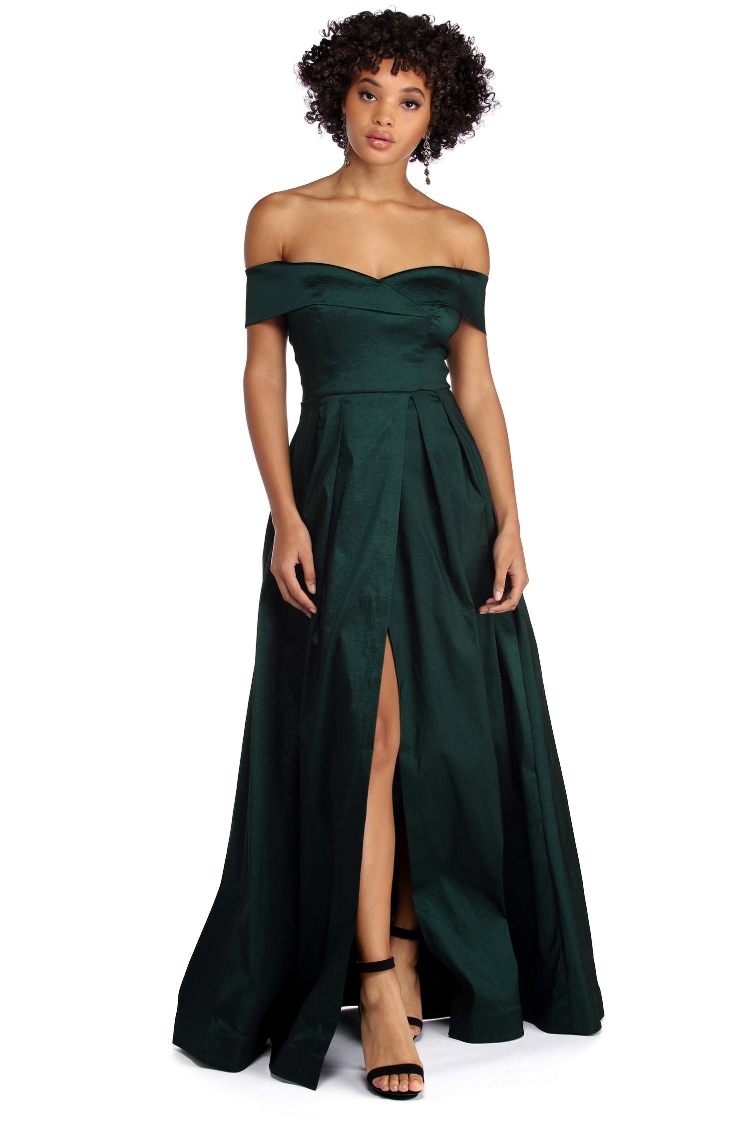 Megan Taffeta Off The Shoulder Ball Gown Oshnow