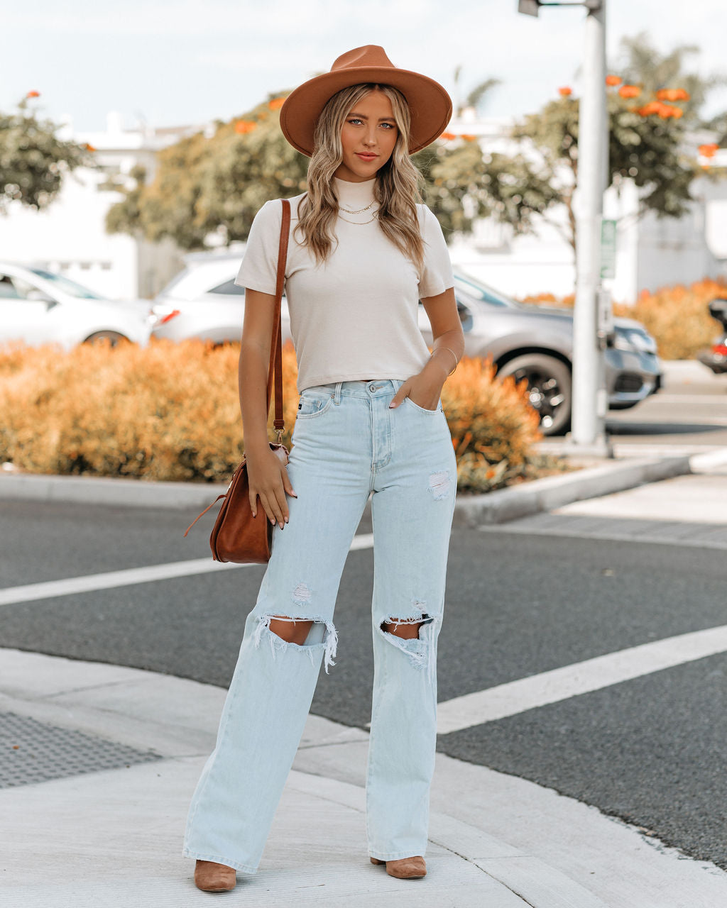 Mekhi Mock Neck Knit Crop Top - Ivory Oshnow