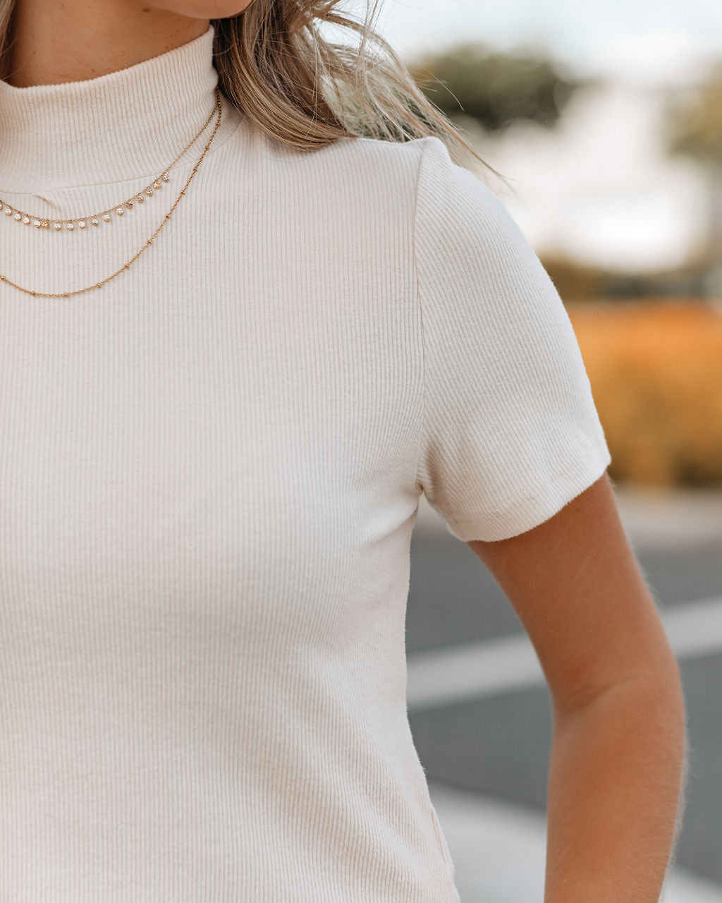 Mekhi Mock Neck Knit Crop Top - Ivory Oshnow