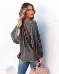 Mendez Washed Dolman Top - Charcoal Oshnow
