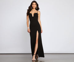 Meriah Formal High Slit A-Line Dress Oshnow