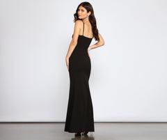 Meriah Formal High Slit A-Line Dress Oshnow