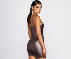 Metallic Magic Ruched Mini Dress Oshnow