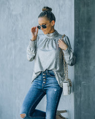 Mia Mock Neck Metallic Blouse Oshnow