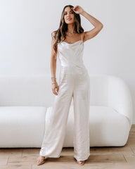 Miabella Satin Cowl Neck Jumpsuit - Champagne Oshnow