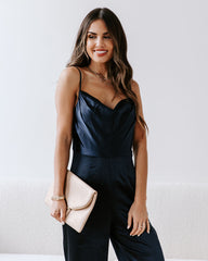 Miabella Satin Cowl Neck Jumpsuit - Midnight Blue Oshnow