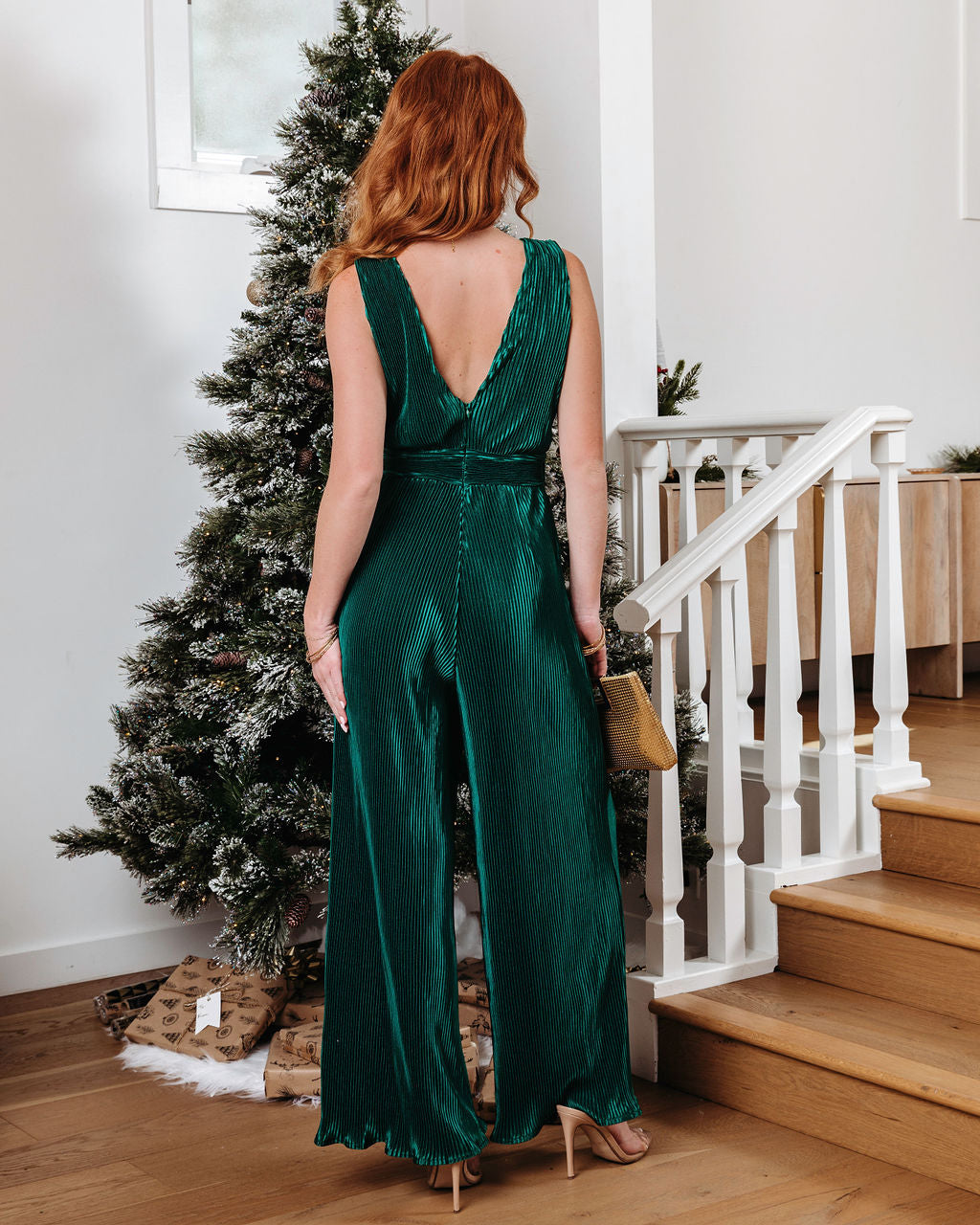 Midnight Love Plisse Jumpsuit - Green Oshnow