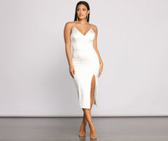 Mila Formal High Slit Midi Dress Oshnow