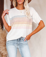 Miles Ahead Linen Blend Striped Tee Oshnow