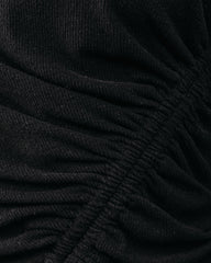Mira Asymmetrical Ruched Long Sleeve Knit Top - Black Oshnow