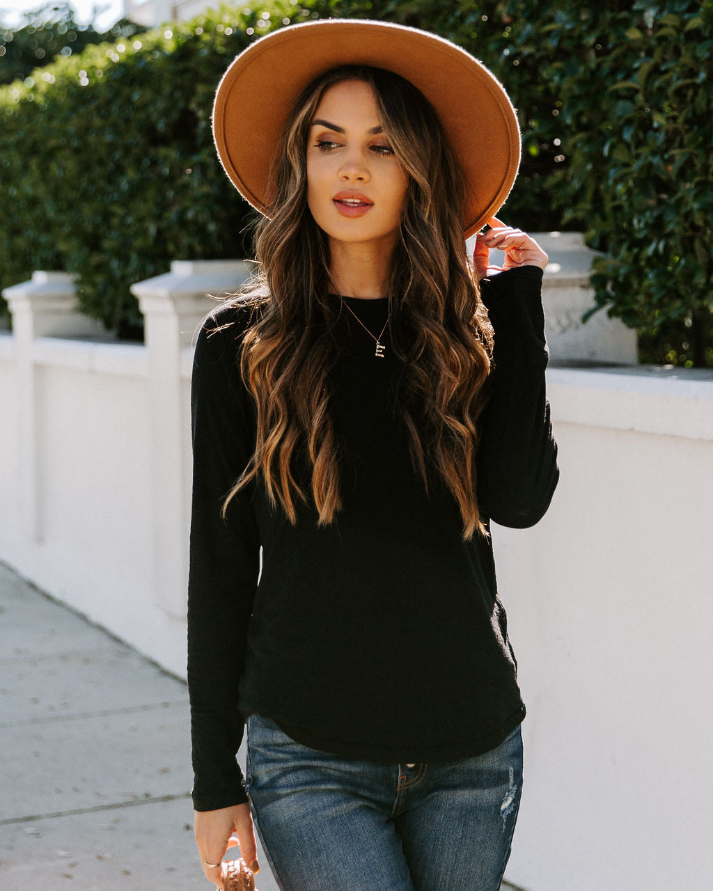 Miranda Long Sleeve Top - Black Oshnow