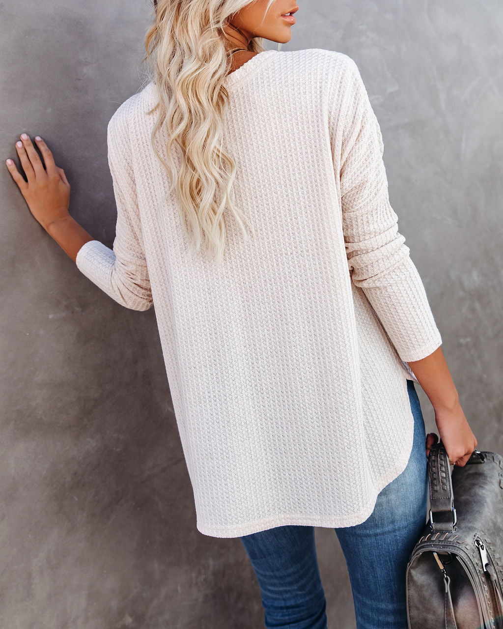 Miriam Button Down Knit Top - Warm Vanilla Oshnow